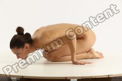 Nude Gymnastic poses Woman White Slim long brown Multi angle poses Pinup